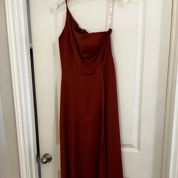 David's Bridal Dresses One Shoulder Cinnamon Bridesmaid Dress